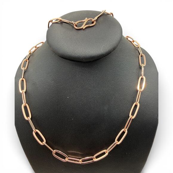 18 inch Copper Paper Clip Chain with Double Hook Clasp Handmade Artisan - Picture 7 of 7
